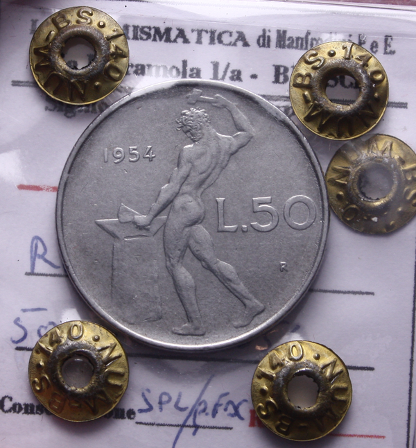 NL* Italia Repubblica 50 LIRE VULCANO 1954 SPL/qFDC Perizia Manfredini Paolo