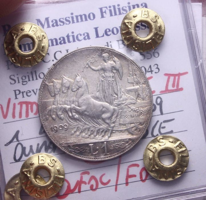 NL* VEIII 1 LIRA ARGENTO 1909 QUADRIOGA VELOCE Q.FDC/FDC Perizia Filisina M.