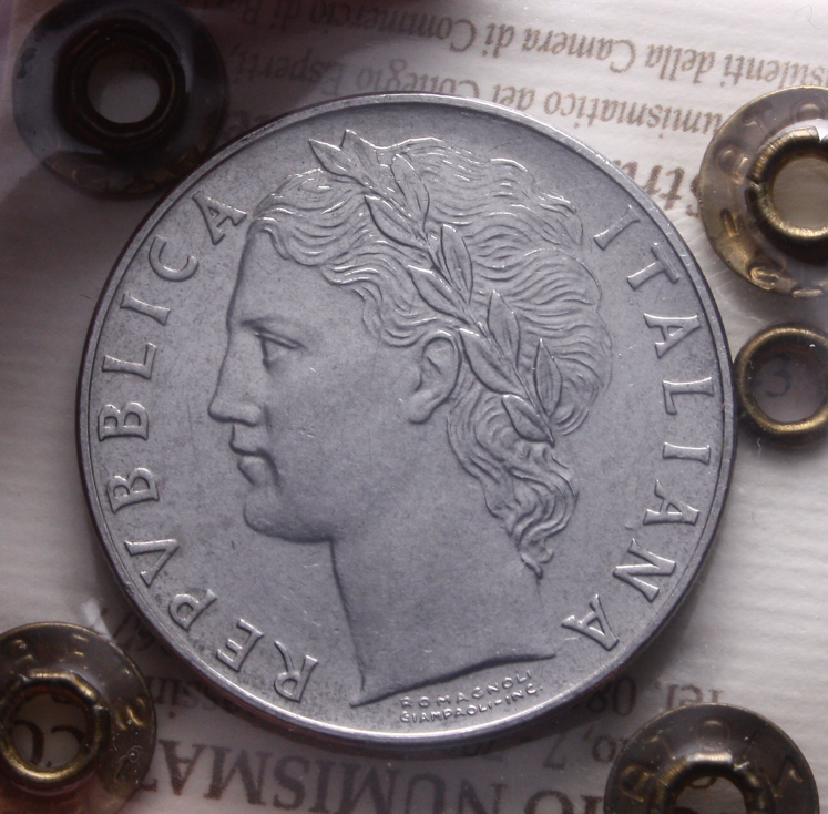 NL* Italia Repubblica 100 Lire MINERVA 1957 qFDC Perizia Straziota Michele