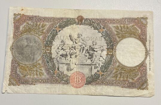 NL* BANCA D'ITALIA Banknote 500 LIRE REAPER 23 AUGUST 1943 RRR R3 7010 B303