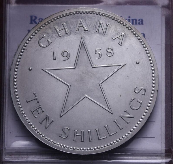EN* GHANA 10 SHILLINGS SILVER 1958 Kwame Nkrumah RARE