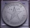 NL* GHANA 10 SHILLINGS ARGENTO SILVER 1958 Kwame Nkrumah RARA