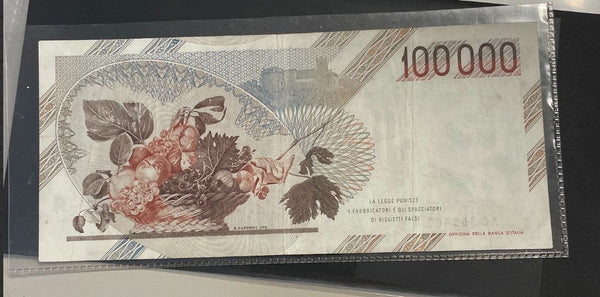 NL*BANCA ITALIA Banconota 100000 lire Caravaggio Serie sostitutiva XC352462A SPL