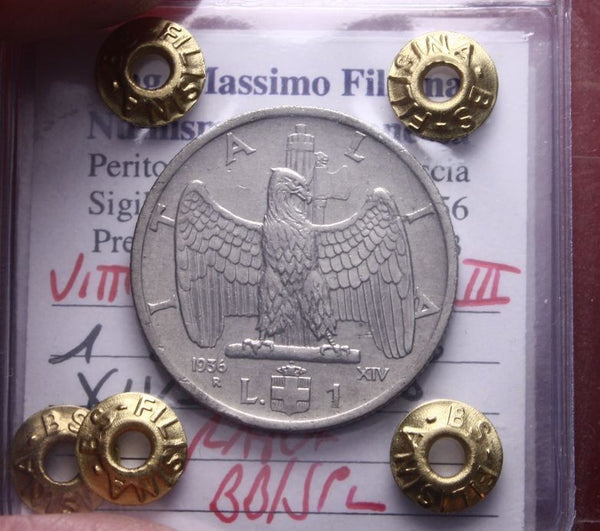 NL* VEIII 1 LIRA IMPERO 1936 XIV RARA BB/SPL Perizia Filisina Massimo