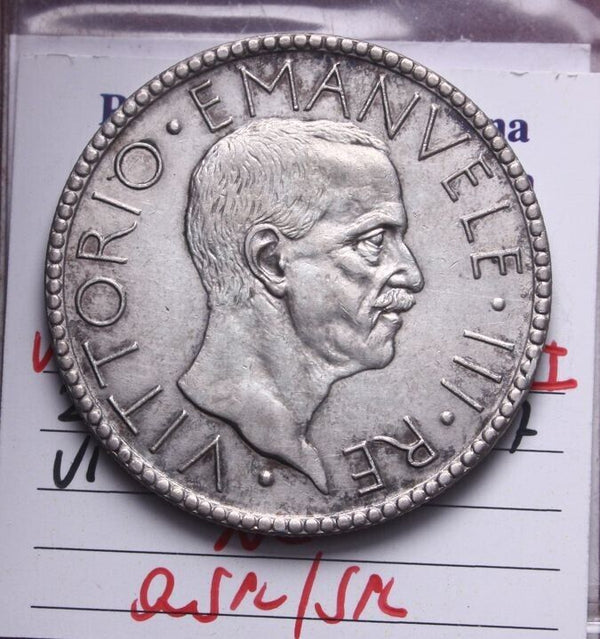 NL* VEIII 20 Lire Silver LITTORE 1927 NC QSPL/SPL Filisina Massimo Certificate