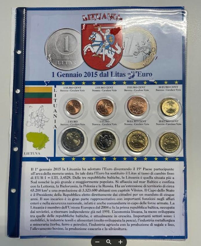 NL* LITUANIA EURO COINS SET 2015 2 / 1 EURO 50/20-10-5-2-1 Centesimi FDC B.UNC
