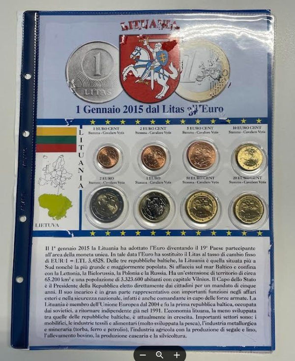 NL* LITUANIA EURO COINS SET 2015 2 / 1 EURO 50/20-10-5-2-1 Centesimi FDC B.UNC