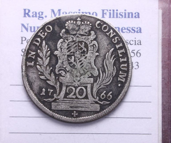 NL* GERMANIA BAVIERA MAXIMILIAN 20 KREUZER ARGENTO 1766 buona conservazione