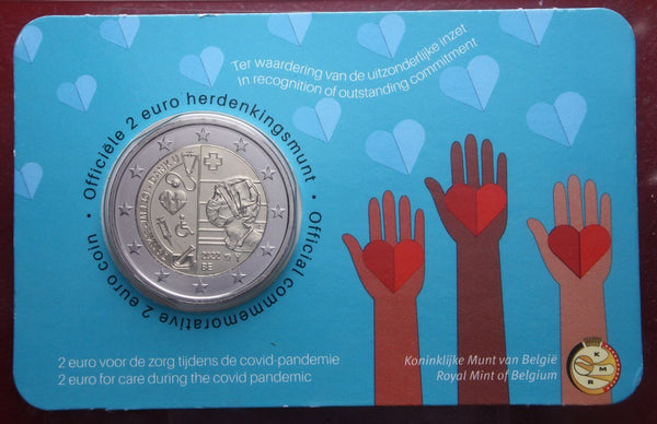 NL* BELGIO 2 EURO 2022 ASSISTENZA SANITARIA PANDEMIA COVID FDC coin card
