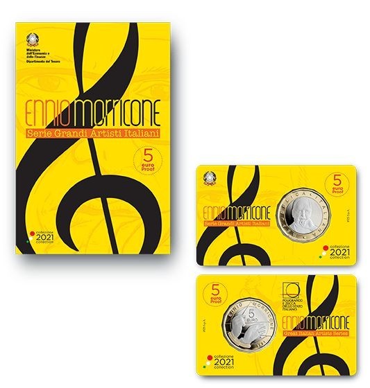 NL* ITALIA Repubblica 5 EURO 2021 ENNIO MORRICONE PROOF set zecca