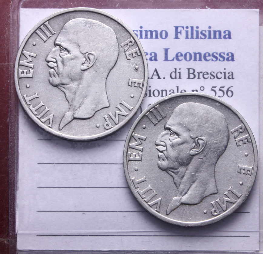 NL* VEIII Lotto 2 pezzi 5 LIRE Argento FECONDITA' 1936 XIV 1937 XV come da foto