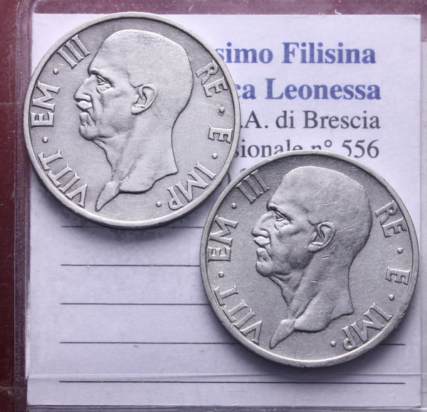 NL* VEIII Lotto 2 pezzi 5 LIRE Argento FECONDITA' 1936 XIV 1937 XV come da foto