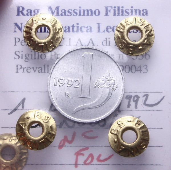 NL* Italia Repubblica 1 LIRA CORNUCOPIA 1992 NC FDC Perizia Filisina Massimo