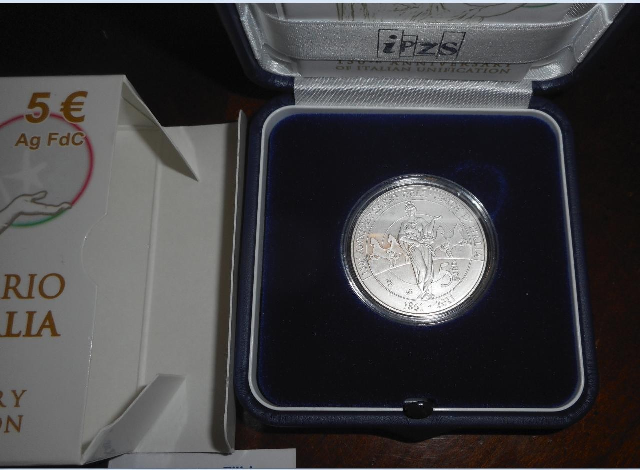 NL* ITALIA 5 EURO Argento 2011 150° ANNIVERSARIO UNITA' ITALIA FDC set Zecca