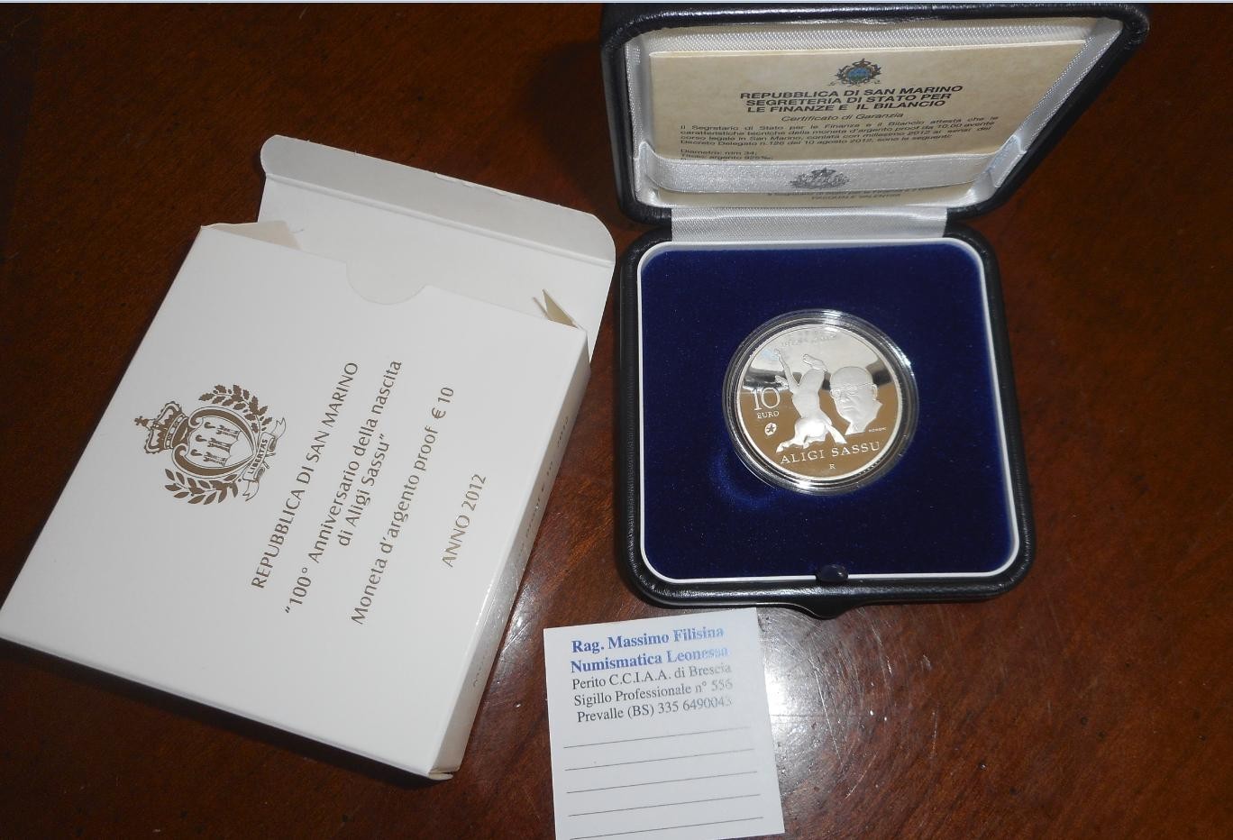 NL* SAN MARINO 10 EURO Argento 2012 ALIGI SASSU PROOF set Zecca