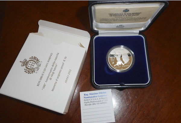 NL* SAN MARINO 10 EURO Argento 2012 ALIGI SASSU PROOF set Zecca