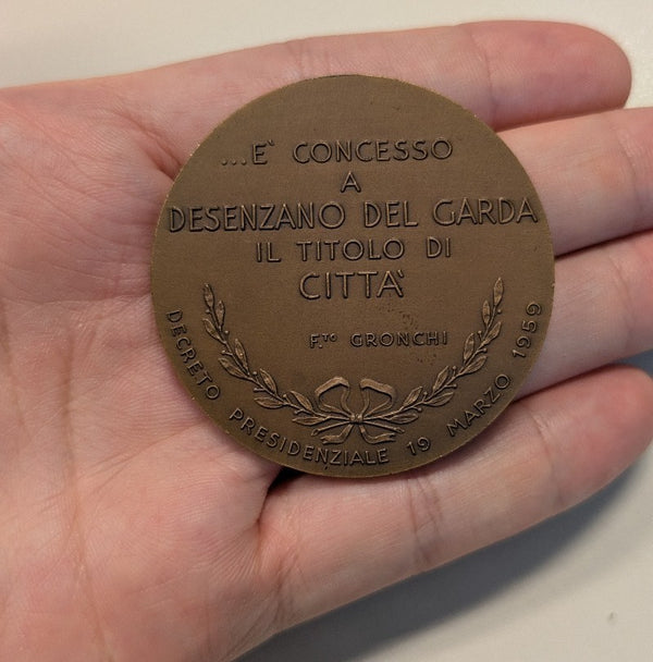 NL* DESENZANO Medaglia Bronzo CONCESSIONE TITOLO DI CITTA' 19-3-1959 Johnson