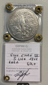 NL* VEIII 5 Lire ARGENTO 1911 CINQUANTENARIO RARA SPL+ Perizia Erpini GianFranco
