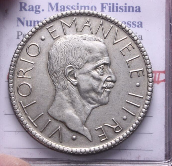 NL* VEIII 20 Lire Silver LITTORE 1927 UNC AUNC Filisina Massimo Expert's Report