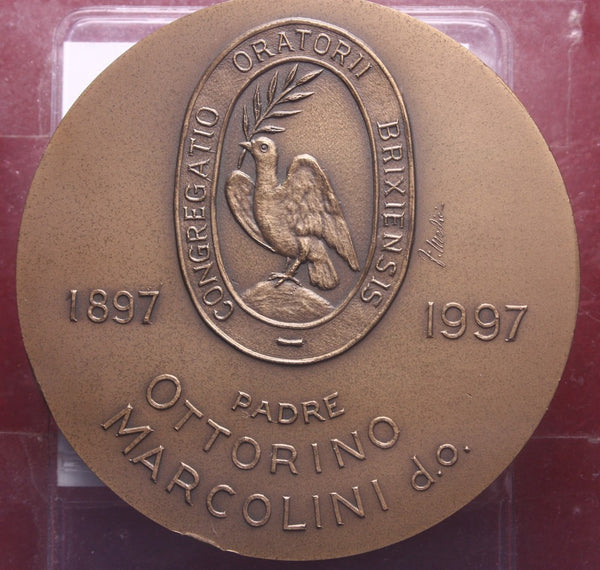 NL* BRESCIA Medaglia Bronzo PADRE OTTORINO MARCOLINI 1897-1997 Johnson