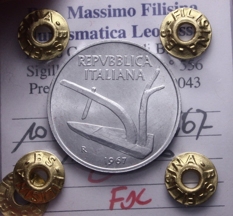 NL* Italia 10 LIRE SPIGHE ARATRO 1967 FDC Perizia Filisina Massimo