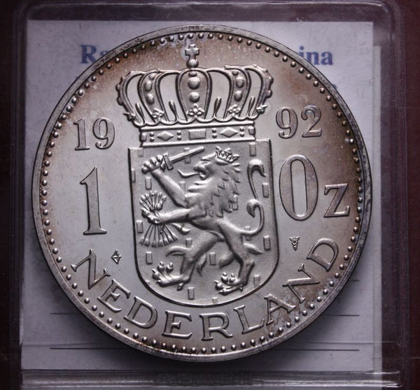 NL* OLANDA BEATRICE 1 ONCIA DI ARGENTO PURO 1992 1 Oz silver TONED