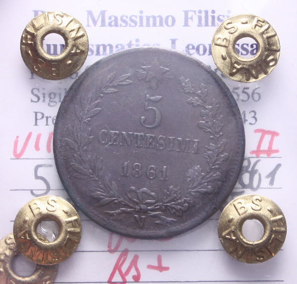 NL* VEII RE D'ITALIA 5 CENTESIMI 1861 NAPOLI VALORE NC BB+ Perizia Filisina