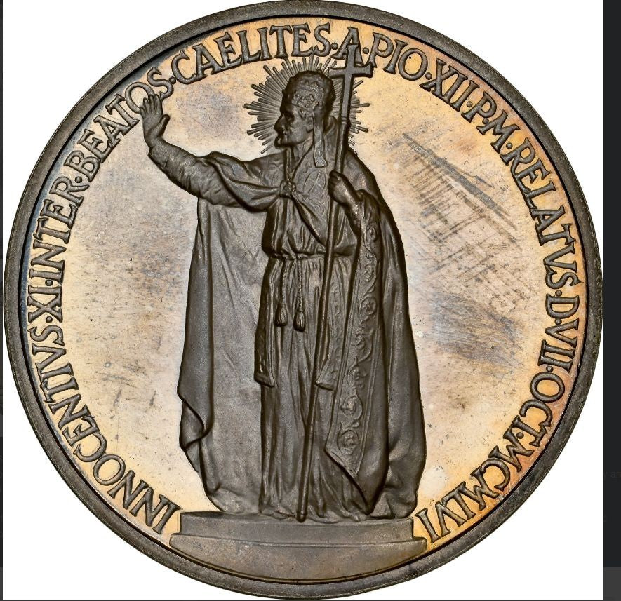 NL* VATICANO PAPA PIO XII Medaglia ARGENTO 1957 XIX in Slab MS66 NCG USA - FDC E