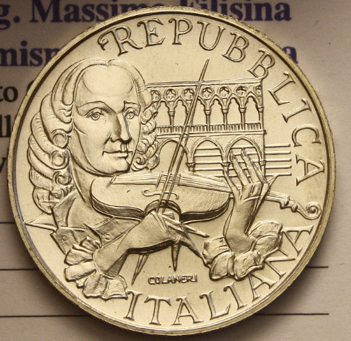 NL*ITALIA 500 Lire Argento 1991 ANTONIO VIVALDI FDC Fior di Conio da divisionale