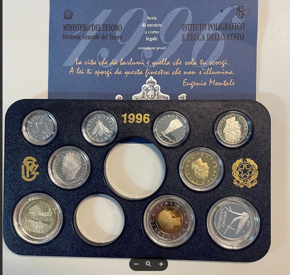 NL* ITALIA Divisionale 1996 9 VALORI senza monete in Argento - PROOF