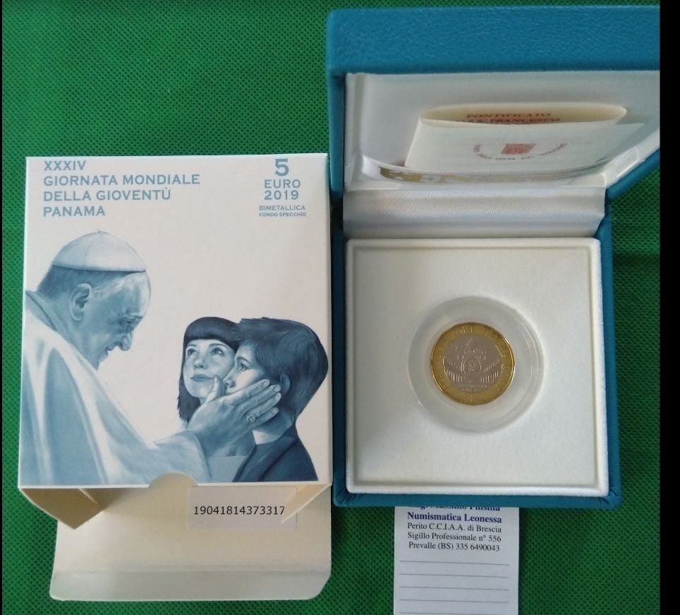 NL* VATICANO Papa FRANCESCO I 5 Euro 2019 GIORNATA GIOVENTU' PANAMA PROOF Set