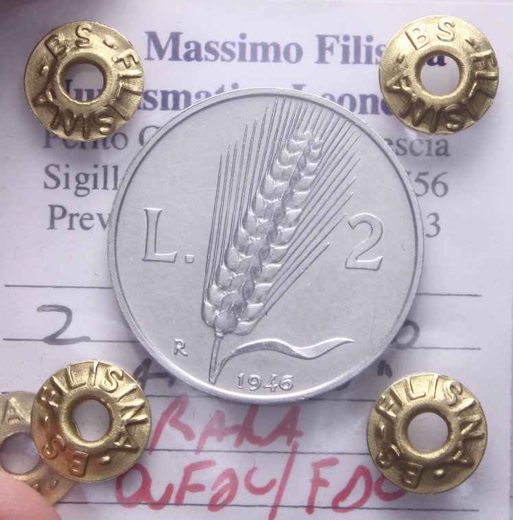 NL* Italia Repubblica 2 LIRE ARATRO 1946 RARA QFDC/FDC Perizia Filisina Massimo
