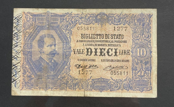 NL* UMBERTO I banconota BIGLIETTO DI STATO da 10 LIRE 10 APRILE 1915 1277