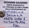 NL* Italia Repubblica 1 LIRA CORNUCOPIA 1954 FDC Perizia Gaudenzi Giovanni