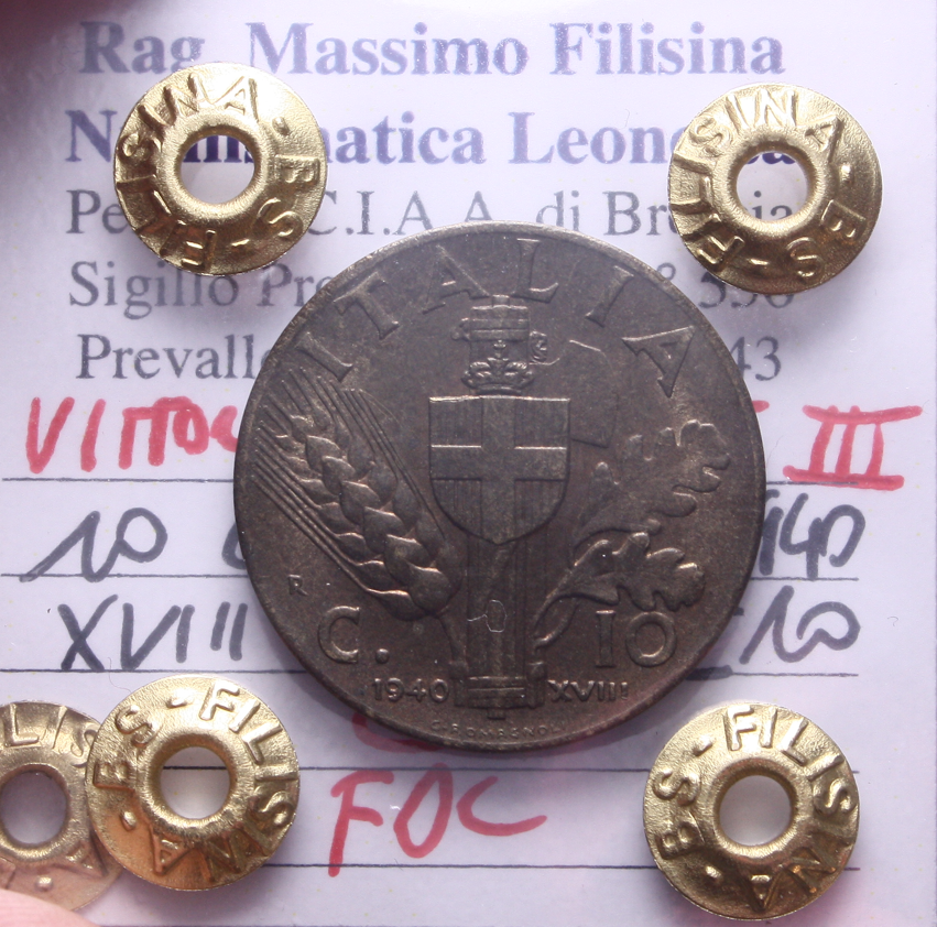 NL*VEIII 10 CENTESIMI BRONZITAL IMPERO 1940 XVIII FDC Perizia Filisina Massimo