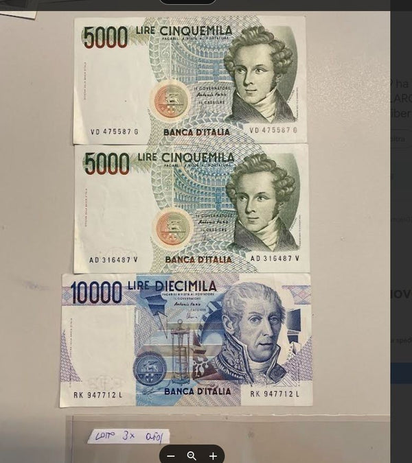 NL*BANCA D' ITALIA lotto 3X 3 BANCONOTE 5000 LIRE Bellini 10000 Volta Pratic FDS