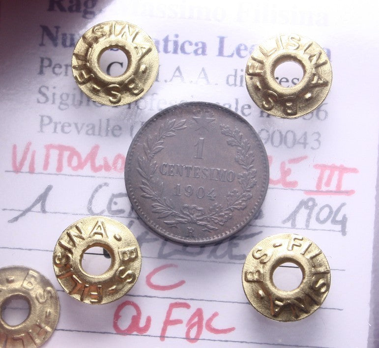 NL* VEIII Italia 1 CENTESIMO RAME VALORE 1904 QFDC Perizia Filisina Massimo