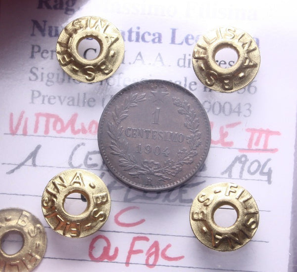 NL* VEIII Italia 1 CENTESIMO RAME VALORE 1904 QFDC Perizia Filisina Massimo