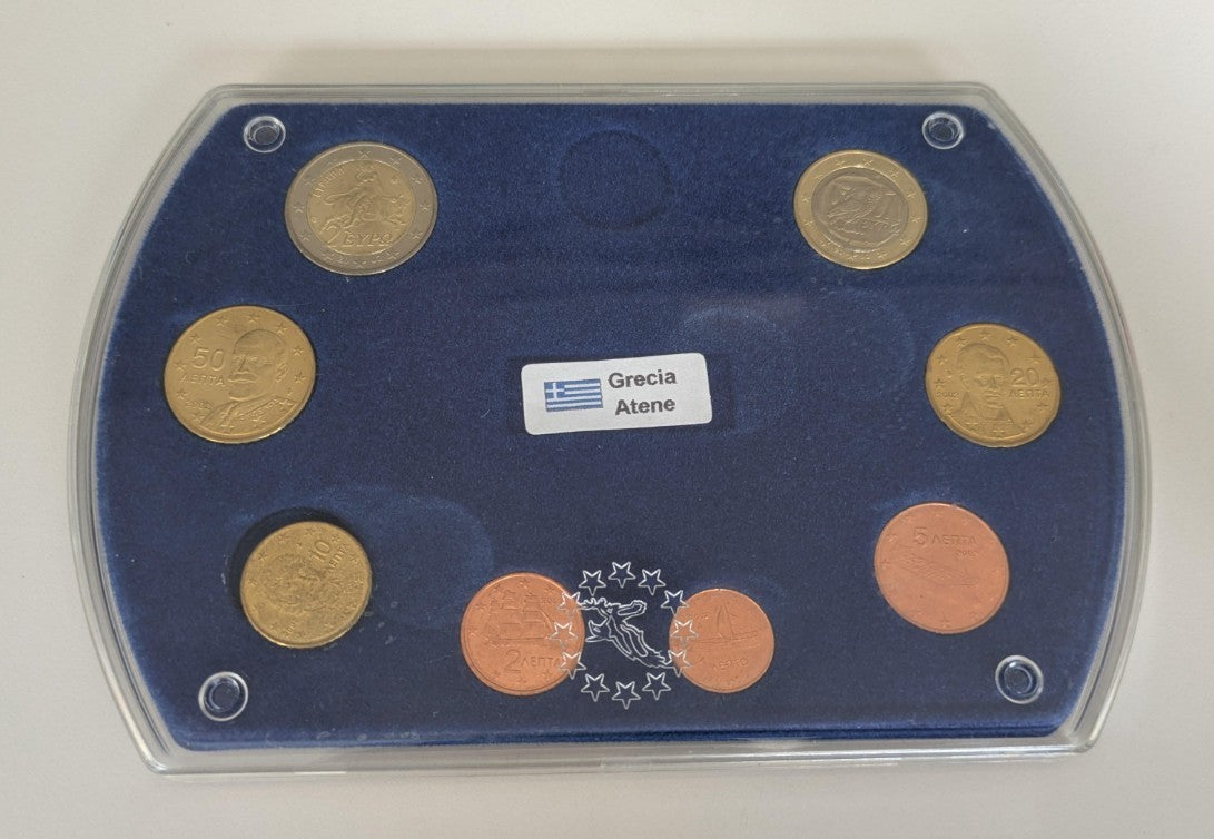 NL* GRECIA EURO COINS SET 2002 8 Valori dal 2 EURO a 1 CENT FDC set come da foto