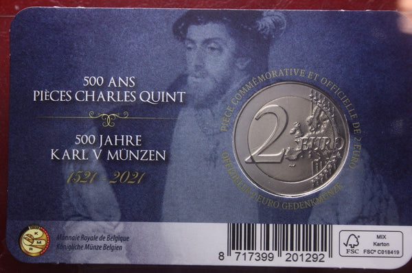 NL* BELGIO 2 EURO 2021 CARLO V 1521-2021 FDC coin card