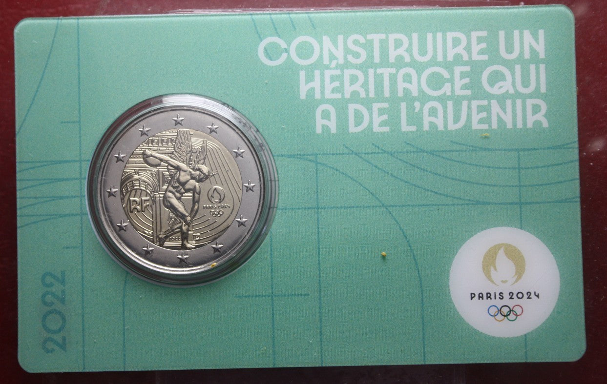 NL* FRANCIA 2 EURO 2022 OLIMPIADI PARIGI 2024 Discobolo FDC coin card