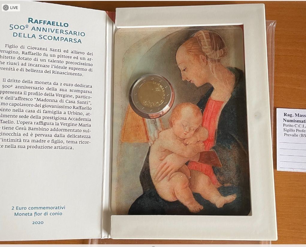 NL* SAN MARINO 2 Euro 2020 500° ANNIVERSARIO RAFFAELLO FDC SET ZECCA