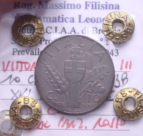 NL*VEIII 10 CENTESIMI RAME IMPERO 1938 XVI FDC PARZ. ROSSO Perizia Filisina