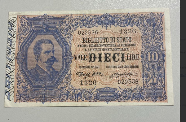 NL* UMBERTO I Biglietto di STATO DA 10 LIRE 21 Settembre 1902 1326-022536
