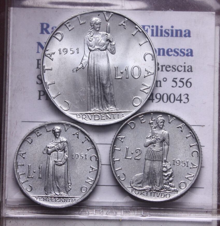 EN* ROME VATICAN CITY PIUS XII 10 2 1 LIRA 1951 FDC with spectacular luster