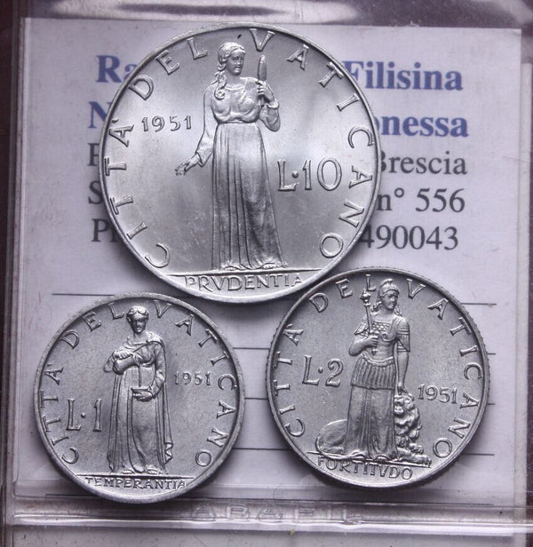 EN* ROME VATICAN CITY PIUS XII 10 2 1 LIRA 1951 FDC with spectacular luster