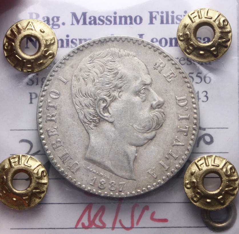 NL* UMBERTO I 2 LIRE ARGENTO 1887 ROMA BB/SPL Perizia Filisina Massimo
