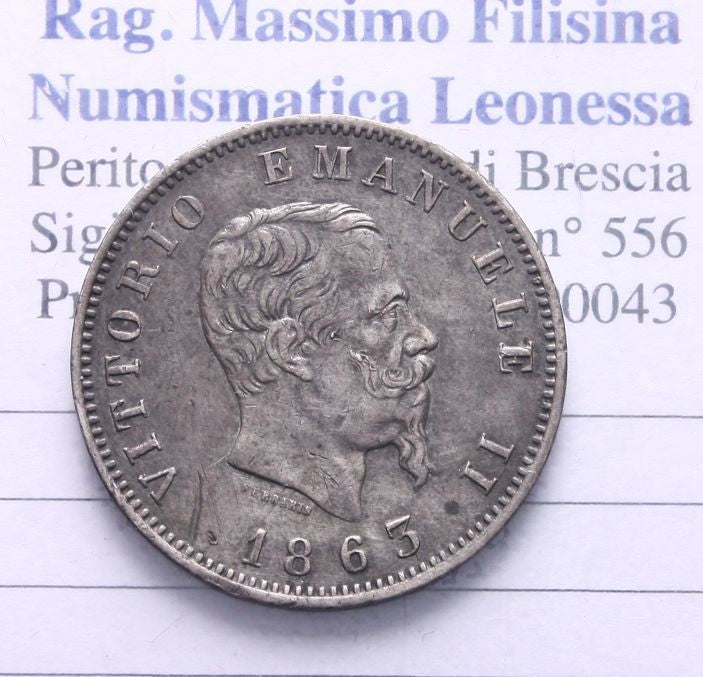NL* VEII RE D'ITALIA 1 LIRA ARGENTO 1863 MILANO Splendida conservazione vedi fot