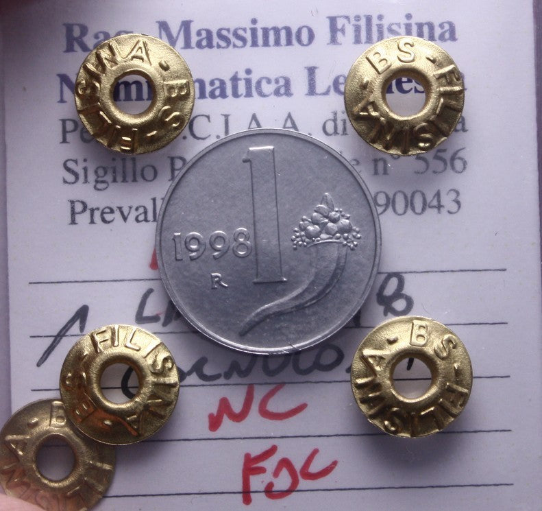 NL* Italia Repubblica 1 LIRA CORNUCOPIA 1998 NC FDC Perizia Filisina Massimo