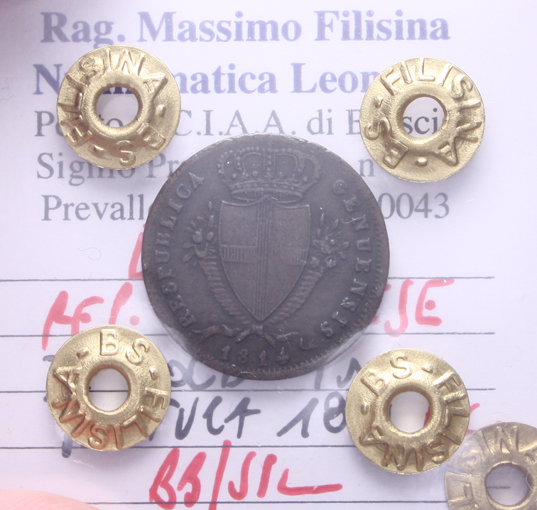 NL* GENOVA REPUBBLICA 2 SOLDI in Mistura 1814 NC BB/SPL Perizia Filisina Massimo